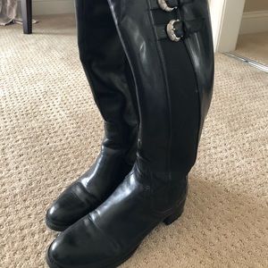 ETIENNE AIGNER BLACK KNEE HIGH BOOTS.